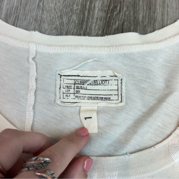 Current/Elliott Cheetah Cream Breathable Vintage Distressed T-Shirt Size 1 - Picture 3 of 5